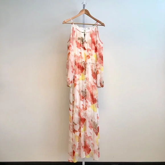 Calvin Klein Rose Maxi Dress with Cold Shoulders - Picture 3 of 5